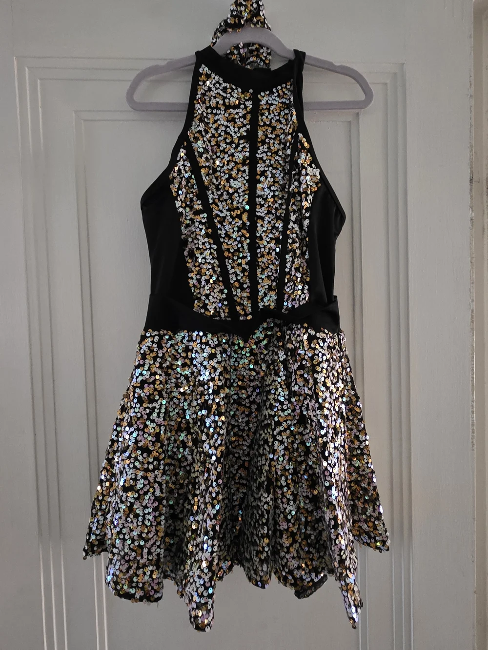 Revolution Kids Dance Costume Black with Iridescent Sequins